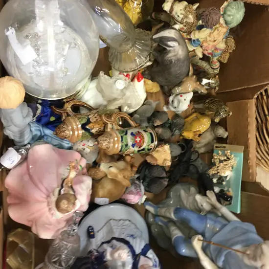 Box Lot Assorted Crockery, Ornaments Etc